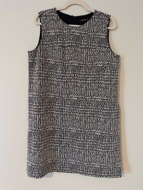 J. McLaughlin Alyssa Tweed Shift Dress Black White Size XL
